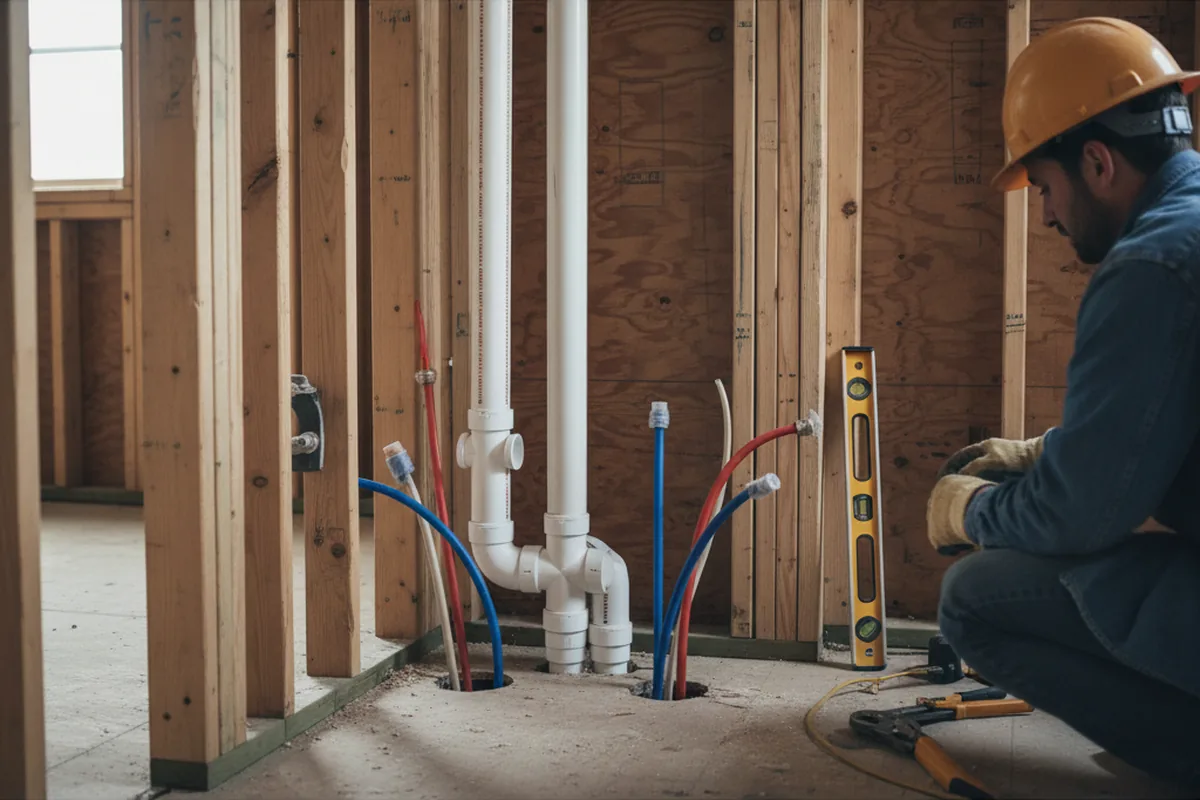 Drain and supply rough-in during Drain Cleaning in Tipp City