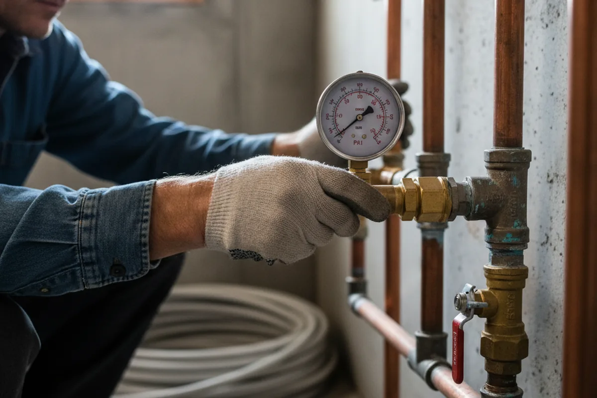 Pressure testing a repaired line during Water Line Repair in Tipp City